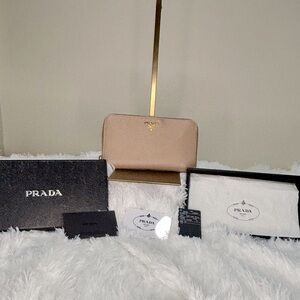 Prada Saffiano leather long wallet with box and authenticity card